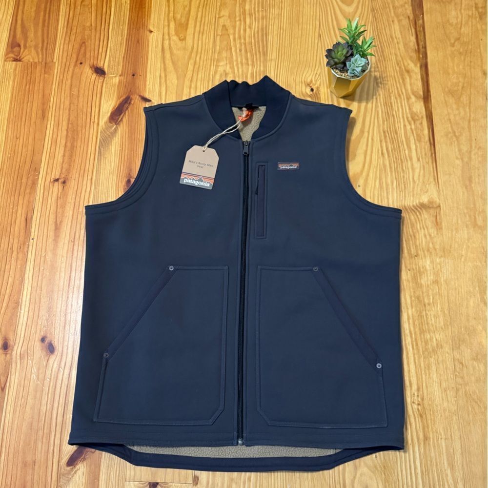 NWT Patagonia Burly Full Zip Multi Pocket Fleece Lined Vest Men's XXL Gray